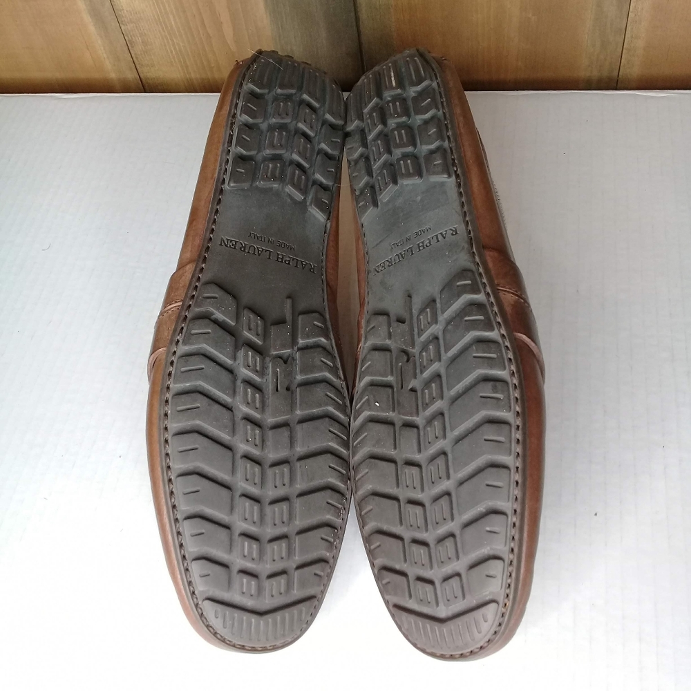Ralph Lauren Brown Leather Classic Vintage Driving Slip On Italian Loafer Sz 8 - Picture 7 of 9